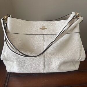 Coach Shoulder Hand Bag White Ivory Soft Pebbled Leather